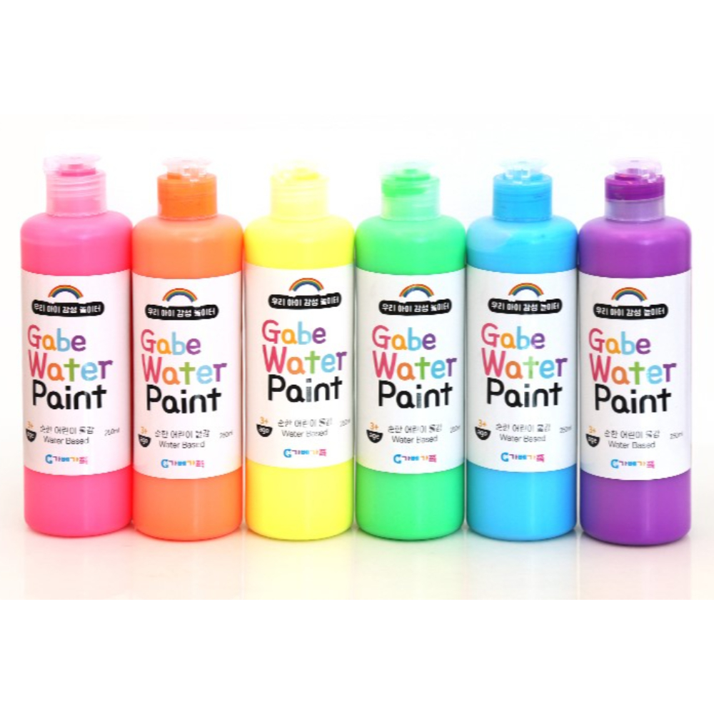 유아 미술 촉감 놀이 손바닥 핸드페인팅 비비드 파스텔 레인보우 물감 6색 세트 250ml - 상세 이미지 2