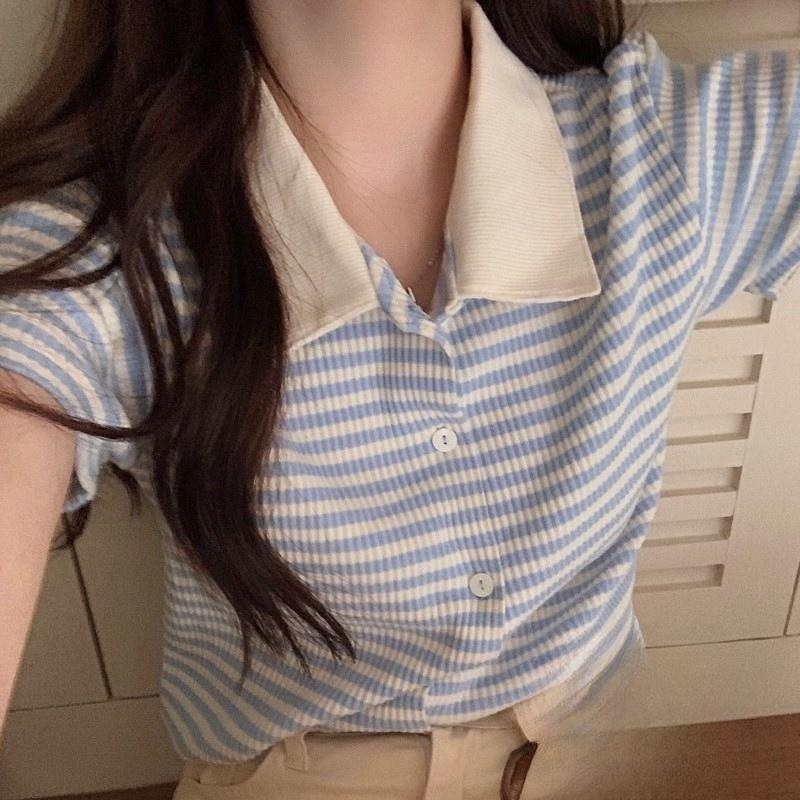 엄마친구아들 11화 정소민 반팔 티셔츠 배석류 스트라이프 블루 의상 옷 패션 - 메인 이미지