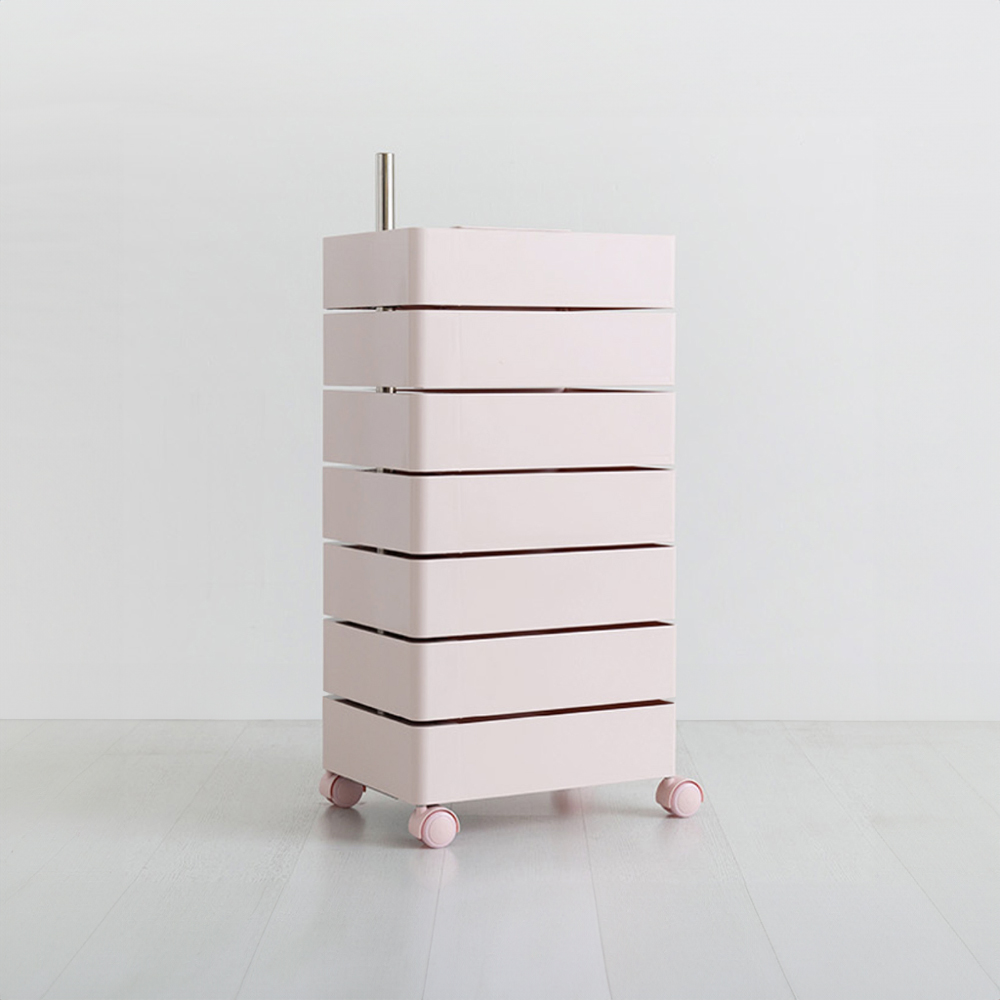 빙그리 회전서랍 트롤리 7단 핑크 3983.0960