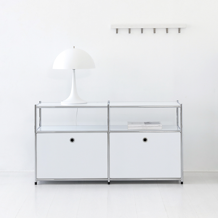 심플리 2x2 수납장 2문 BC607 1180mmx400mmx640mm, 2단, 퓨어화이트 7944.2141 - 상세 이미지 2
