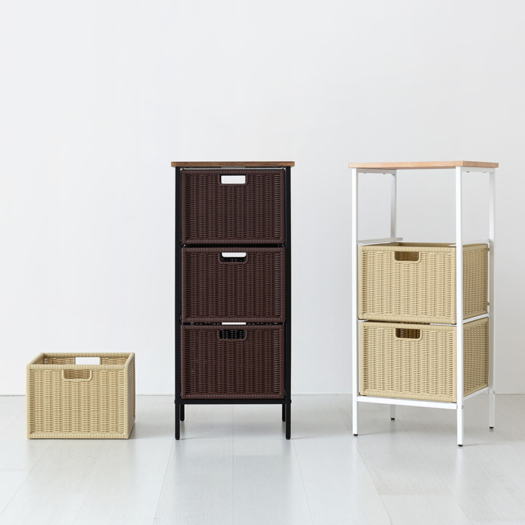 알로타 선반 390 라탄 세트 WP3009 390x340x875mm, 3단, 화이트/내추럴 2852.0123 - 상세 이미지 4