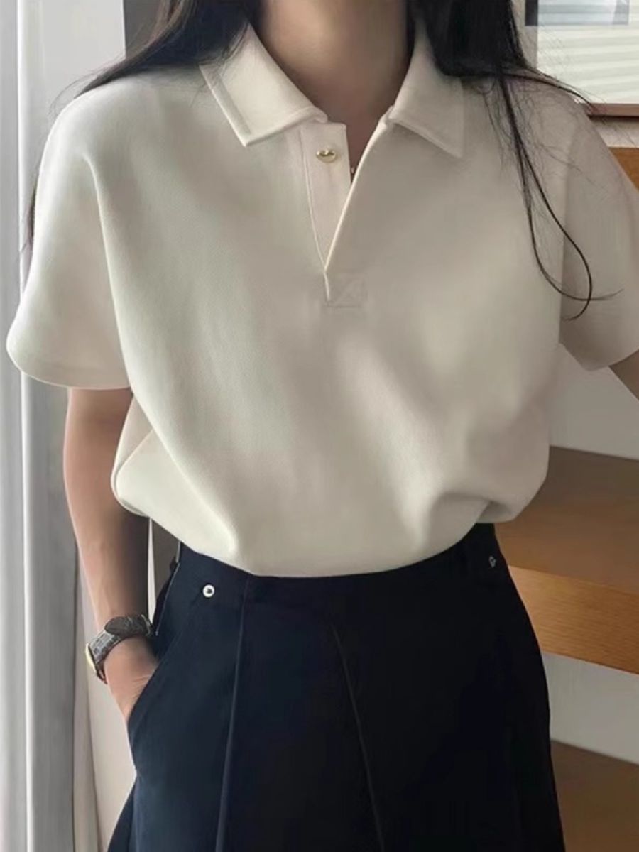 클래식핏셔츠 화이트 네이비 루즈핏셔츠 버튼 - 상세 이미지 2