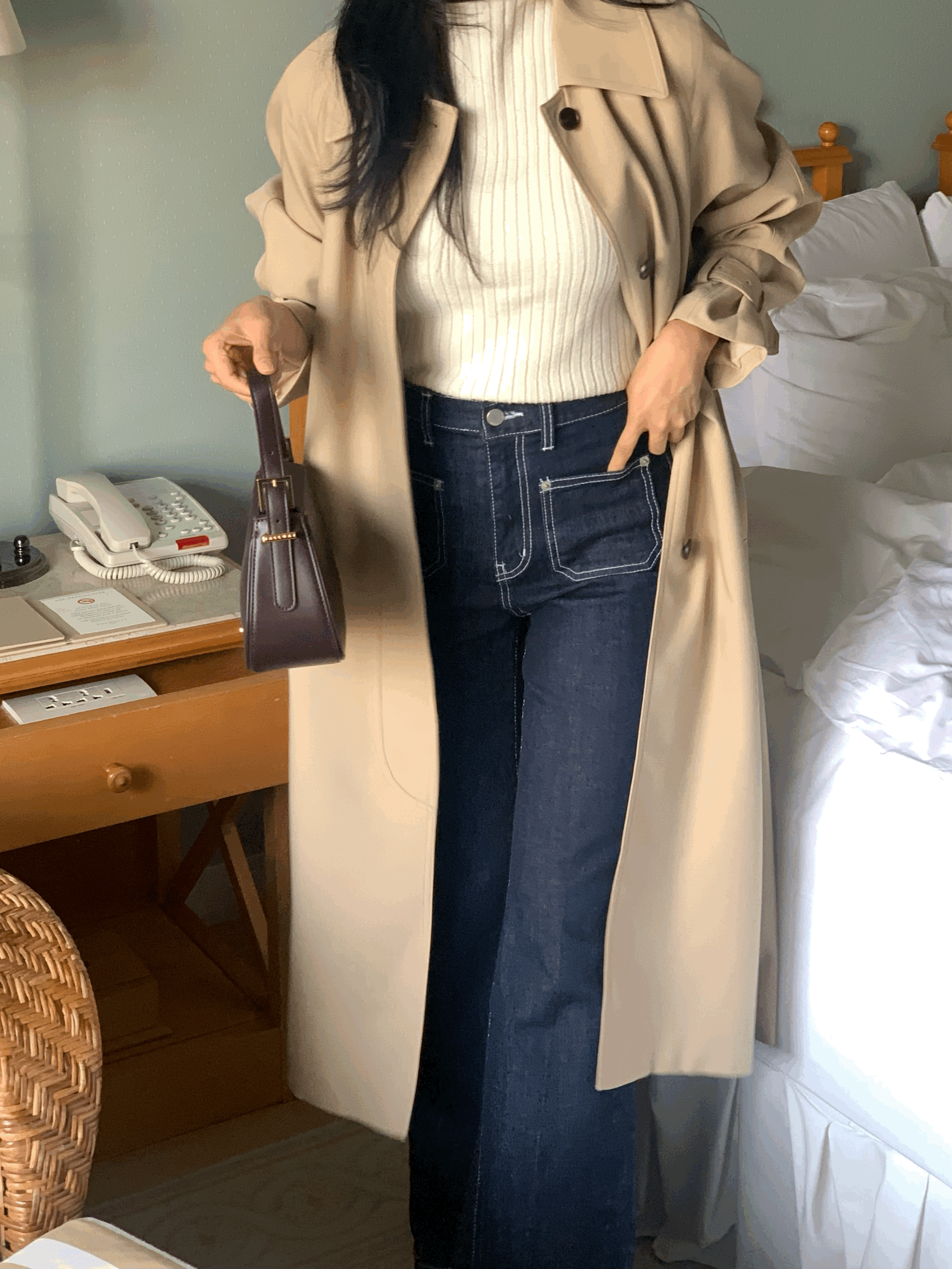 [Premium]🦋르베 카라 싱글 롱 트렌치코트 벨트 간절기아우터 바바리자켓 (2C) 상세 이미지 46