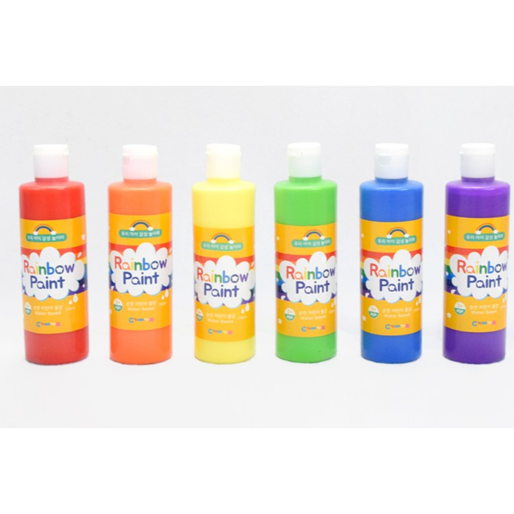 유아 미술 촉감 놀이 손바닥 핸드페인팅 비비드 파스텔 레인보우 물감 6색 세트 250ml - 상세 이미지 4