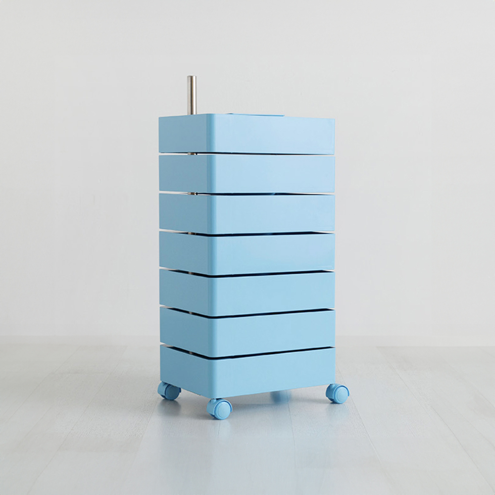 빙그리 회전서랍 트롤리 7단 스카이블루 7866.5273