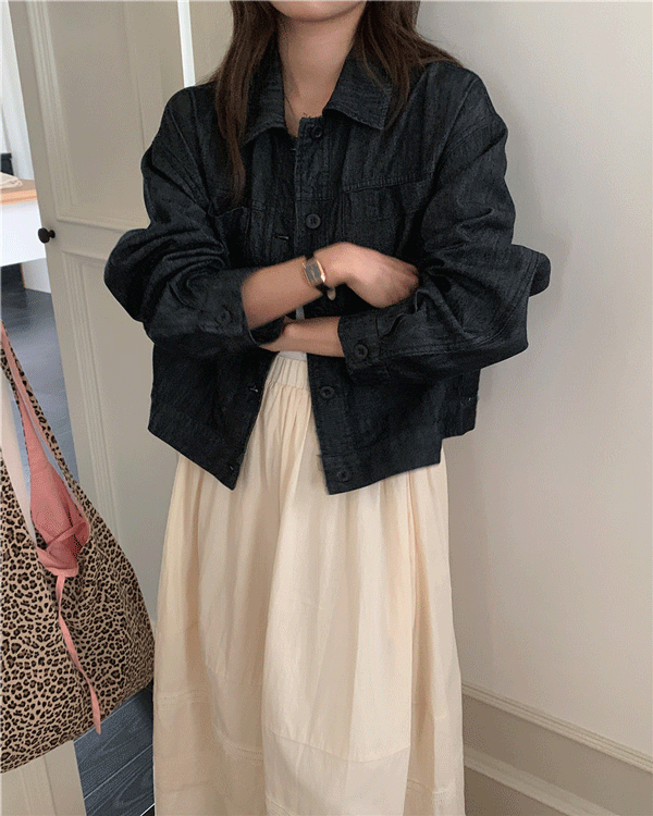 크로커 카라넥 데님 포켓 코튼 생지 진청 데일리 청자켓 하객룩 자켓 - 상품 이미지