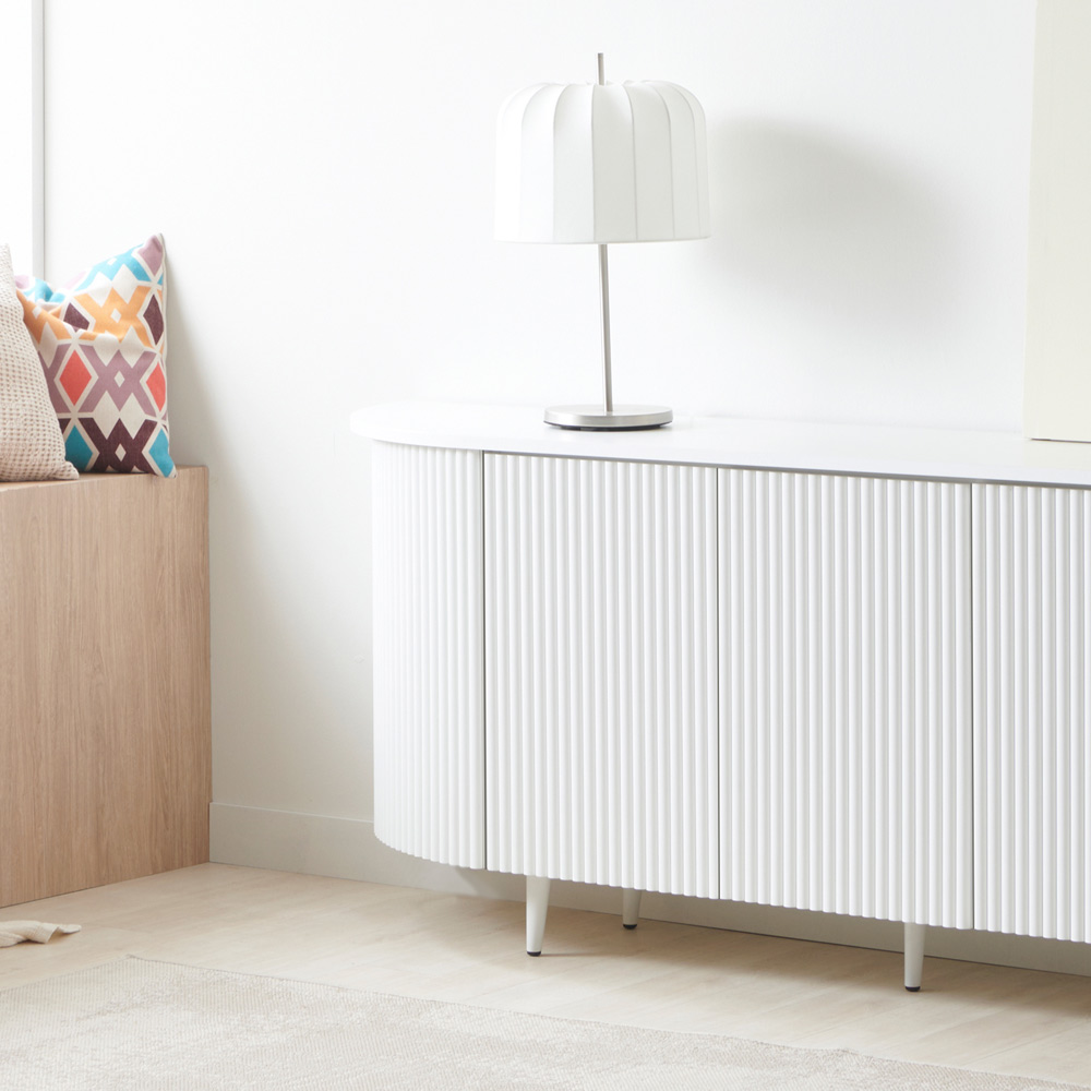 디포코 커브 템바보드 높은 TV 거실장 2000 화이트