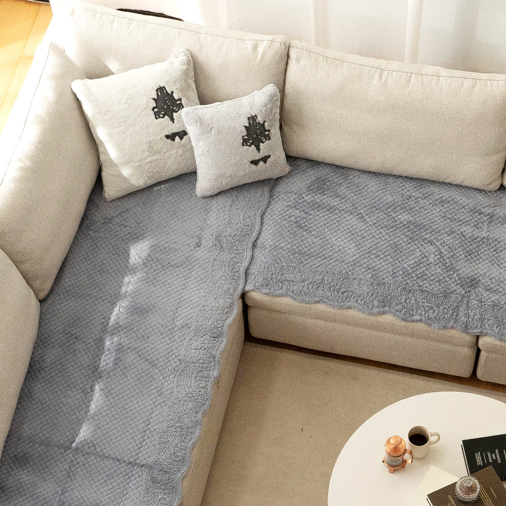 마벨로제 린다 겨울용 극세사 밍크 보아 쇼파패드 소파매트 2인