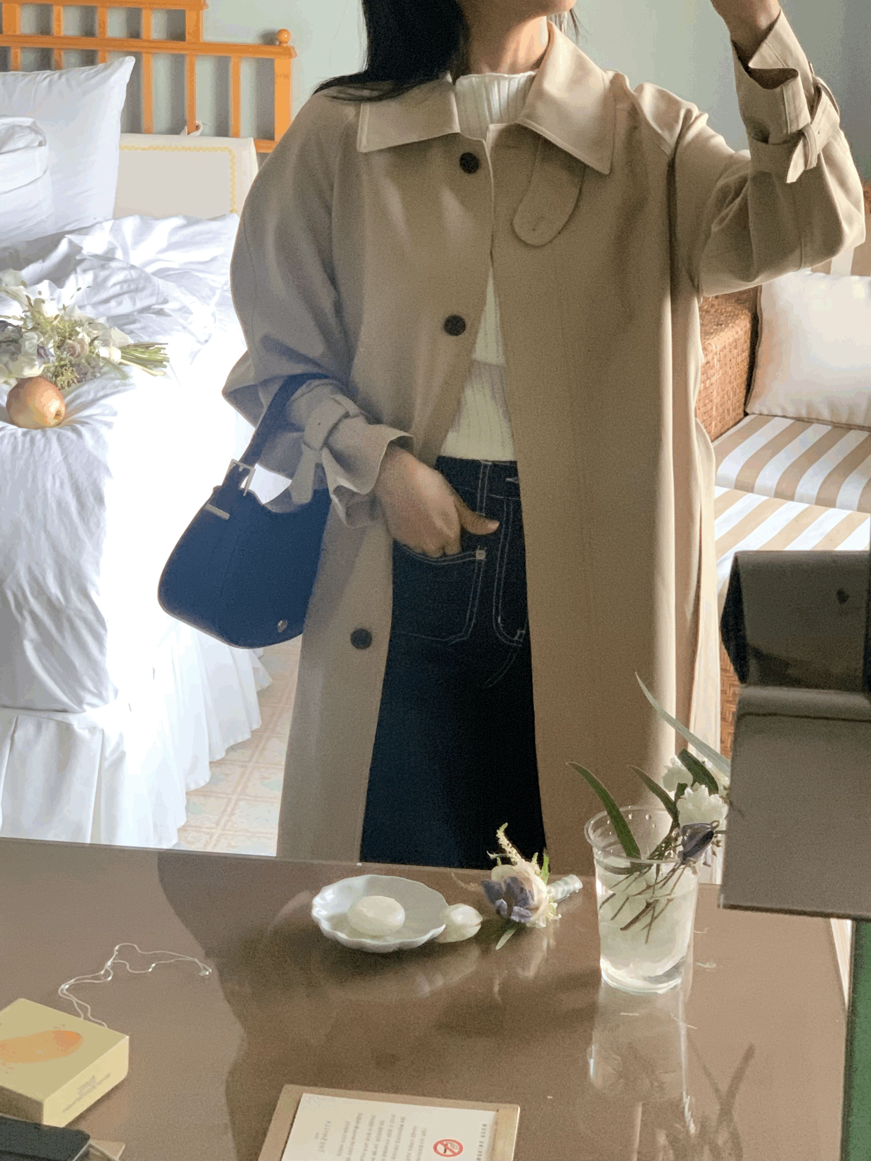 [Premium]🦋르베 카라 싱글 롱 트렌치코트 벨트 간절기아우터 바바리자켓 (2C) 상세 이미지 54