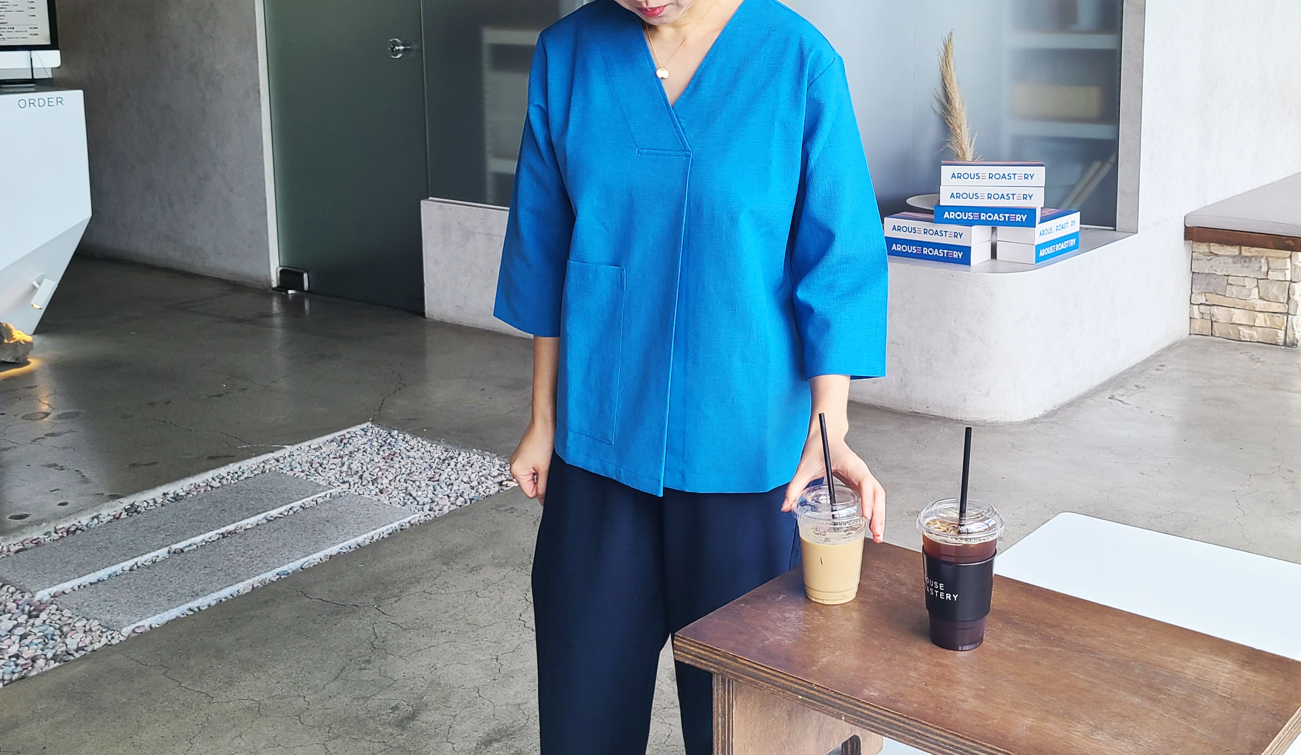 여름 생활한복 티셔츠 사선여밈 7부 여성용 폴리마 이미지 3