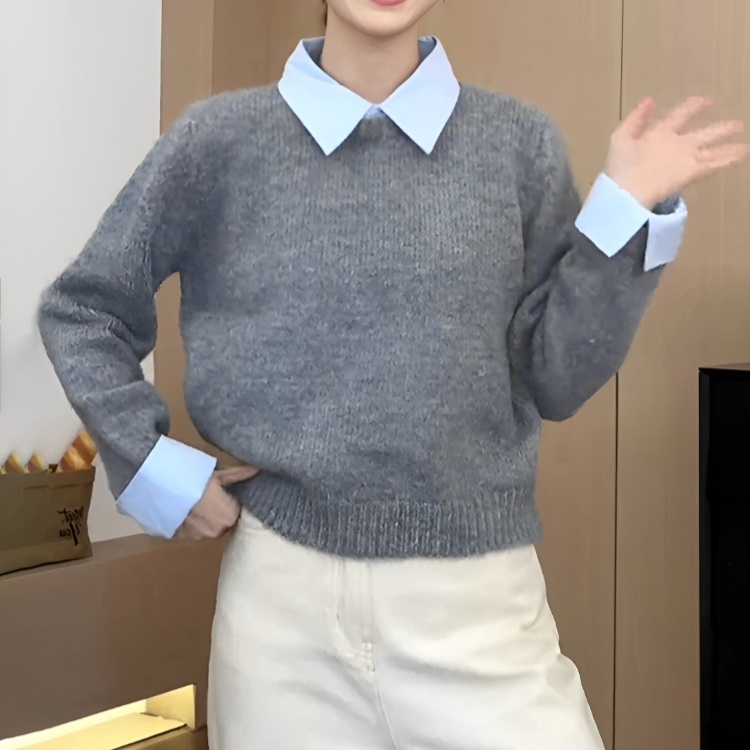 장나라 니트 셔츠 투피스 인스타그램 하객룩 가을 의상 옷 패션 - 상품 이미지