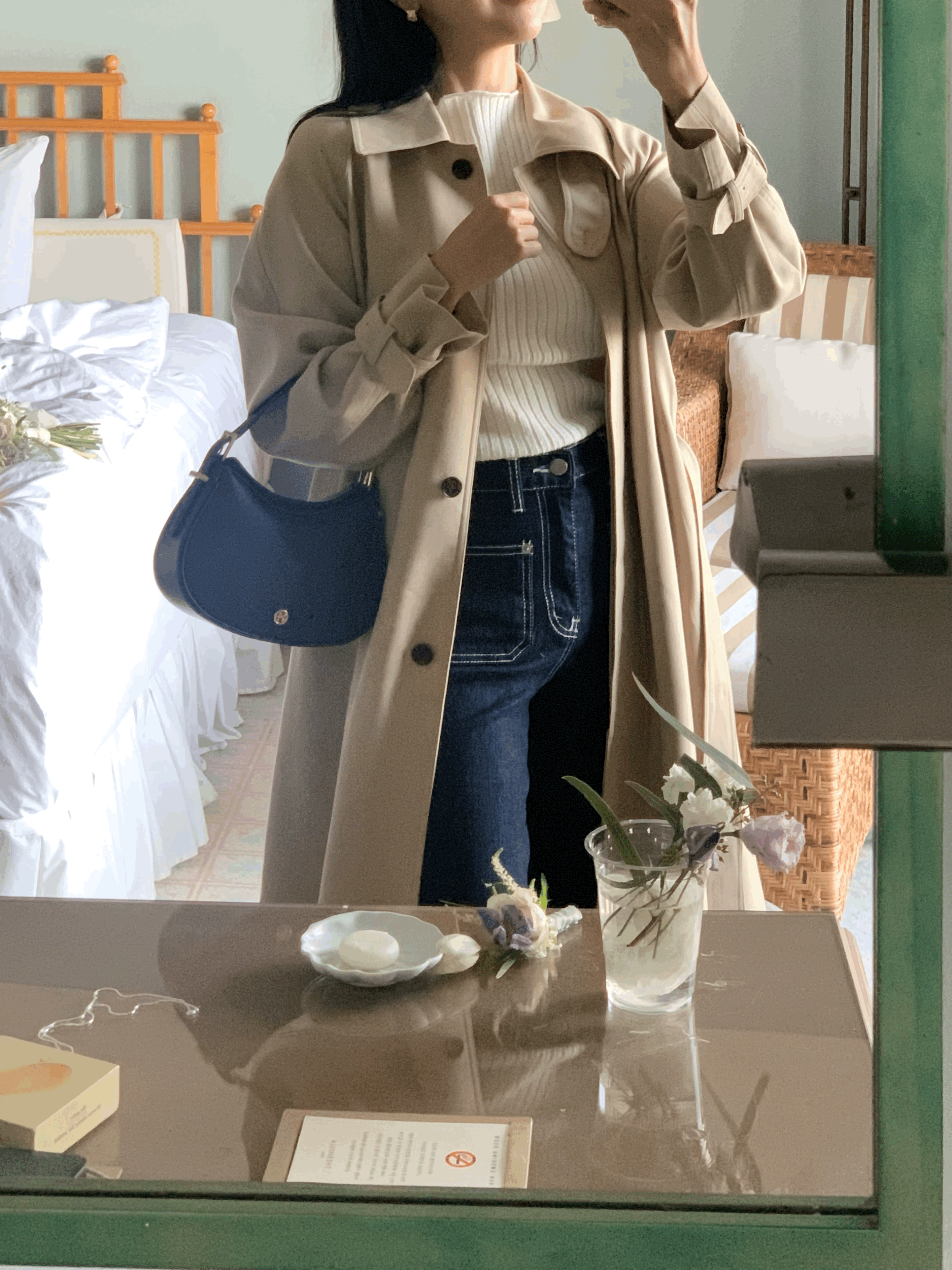 [Premium]🦋르베 카라 싱글 롱 트렌치코트 벨트 간절기아우터 바바리자켓 (2C) 상세 이미지 53
