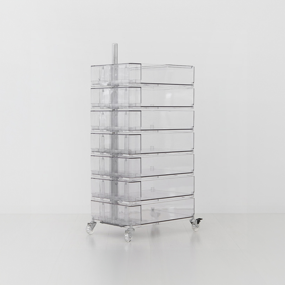 빙그리 회전서랍 트롤리 7단 투명화이트 6522.3514
