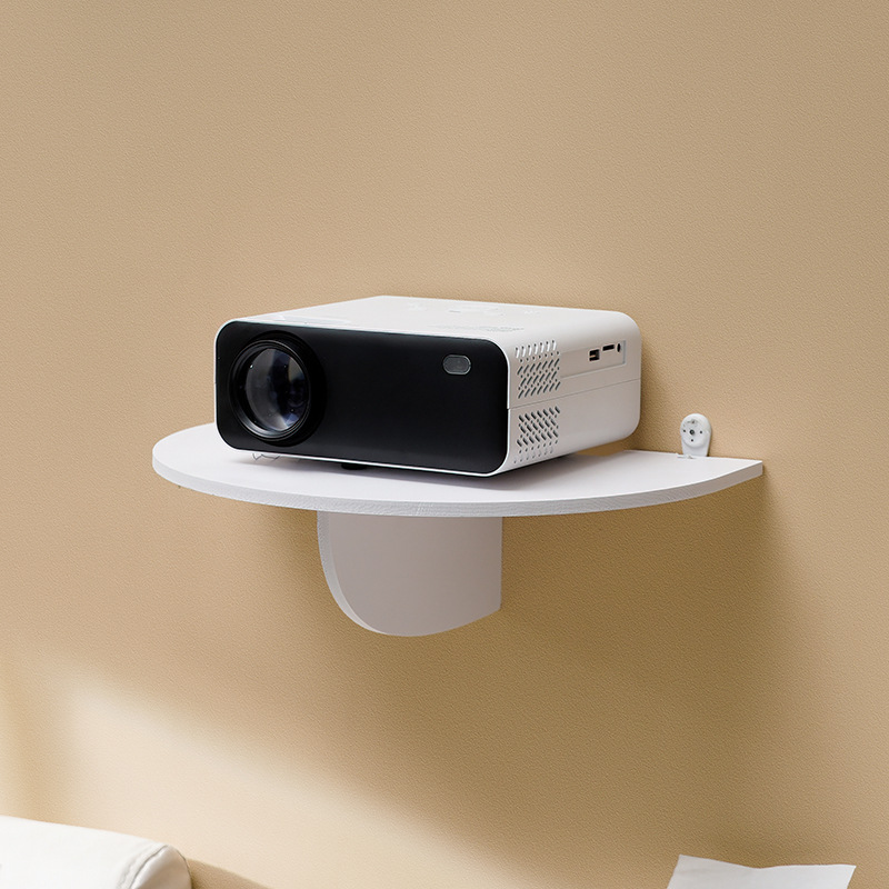 라슈에뜨 무타공 빔 프로젝터 셋탑박스 리모컨 반원형 거치대 벽 고정 선반 화이트