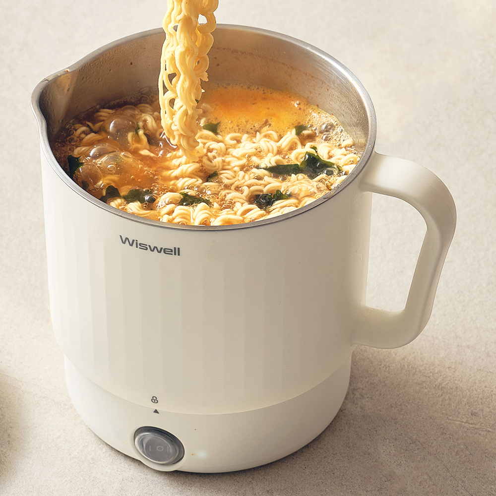 위즈웰 올스테인리스 머그팟 여행용 전기포트 휴대용 라면 접이식 스텐 미니 커피 주전자 햇반