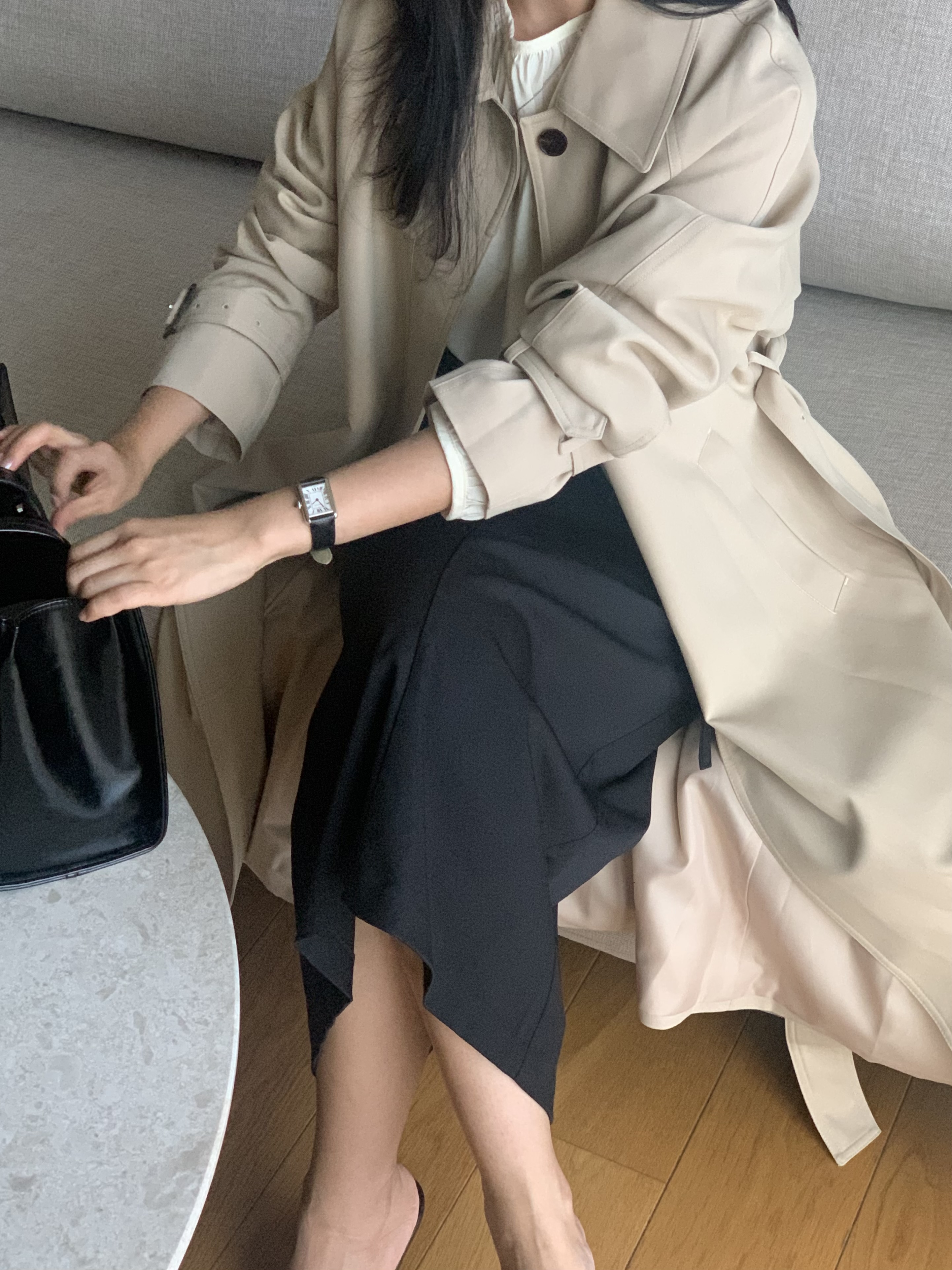 [Premium]🦋르베 카라 싱글 롱 트렌치코트 벨트 간절기아우터 바바리자켓 (2C) 상세 이미지 24