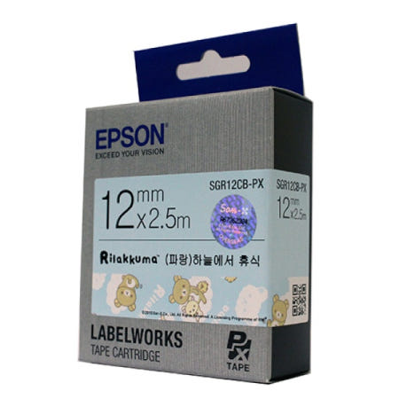 EPSON 정품 라벨테이프 캐릭터 바탕(파랑)글씨(검정) 12mm(SGR12CB-PX)