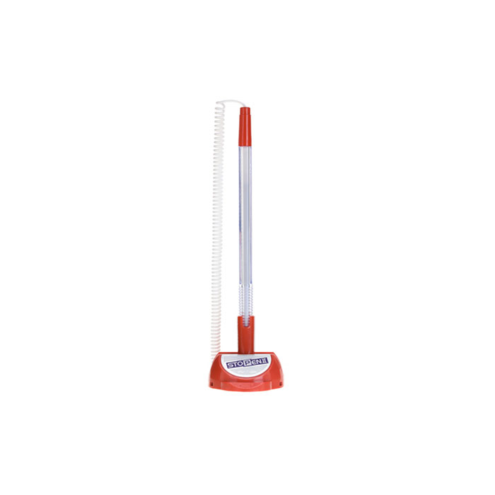 문화 스톱펜2 고정식볼펜 1자루(색상랜덤) / 0.7mm 검정잉크 롤링펜 부착형 고정형 스탠드형 볼펜 - 상품 이미지