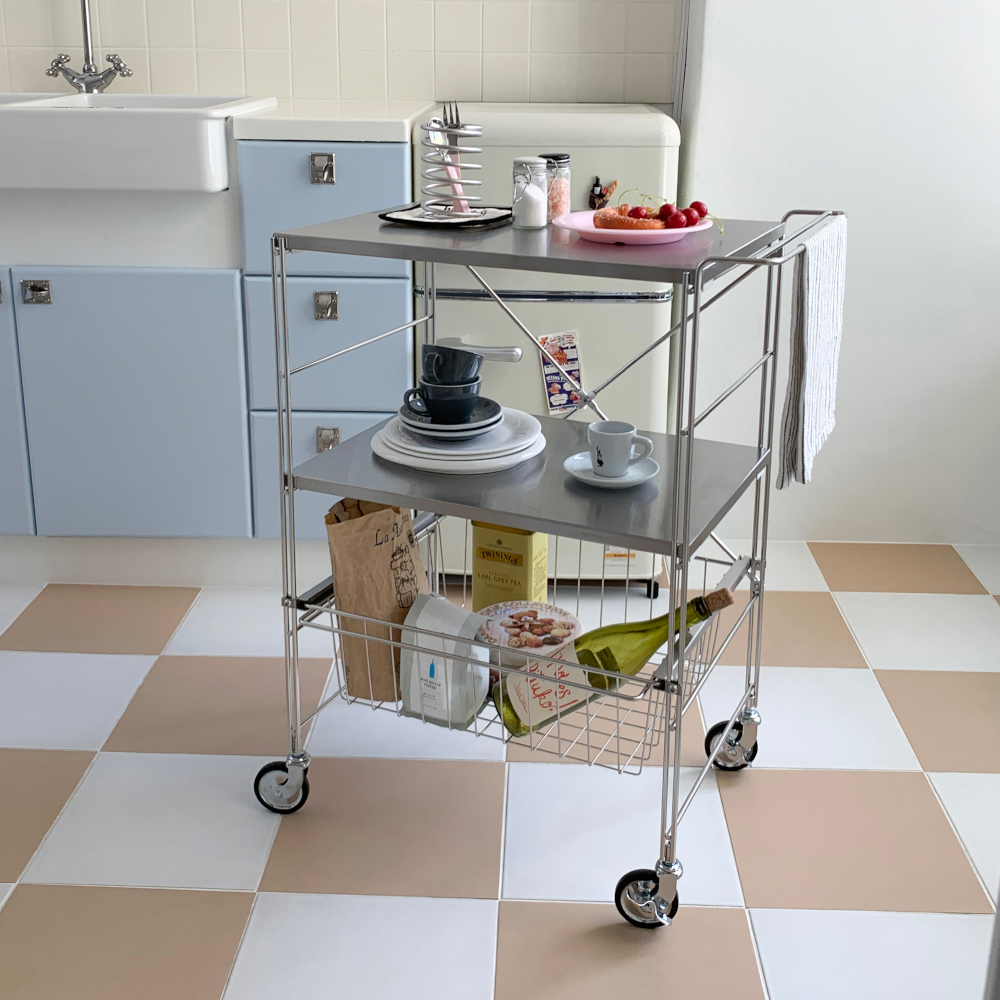 오그레 플랫 스테인레스 3단 트롤리