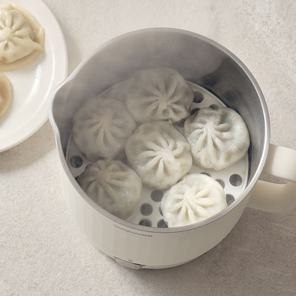 위즈웰 올스테인리스 머그팟 여행용 전기포트 휴대용 라면 접이식 스텐 미니 커피 주전자 햇반