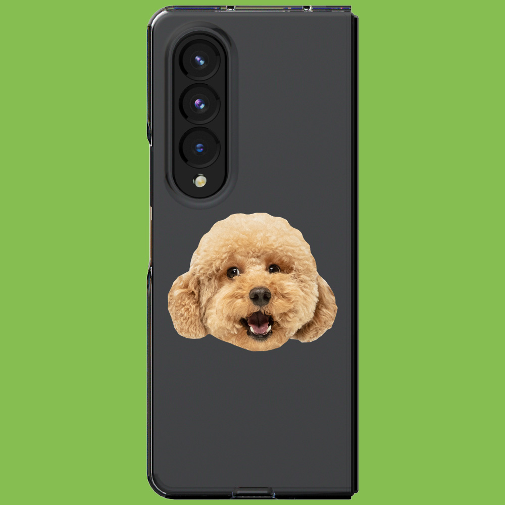 핸드폰 주문 제작 갤럭시 Z폴드6 케이스 강아지 고양이 반려견 커스텀 상반신 투명하드 - 상품 이미지
