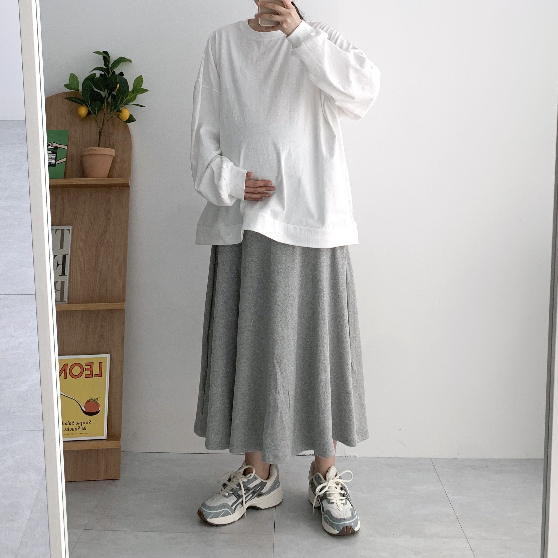 임산부치마 겨울 임산부기모스커트 플레어스커트 - 상세 이미지 5