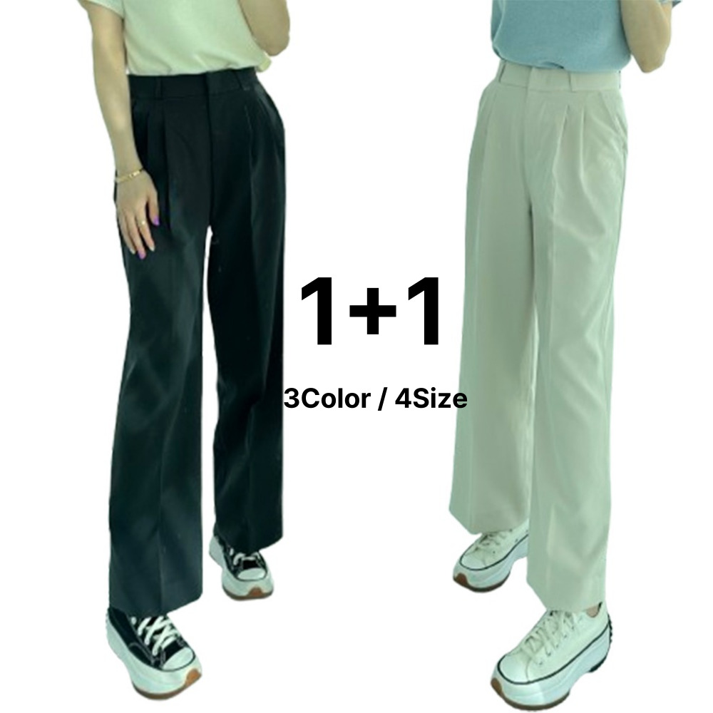 핀턱와이드팬츠 하이웨스트슬랙스 키작녀슬랙스 - 상품 이미지