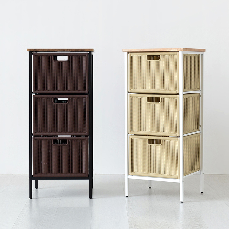 알로타 선반 390 라탄 세트 WP3009 390x340x875mm, 3단, 화이트/내추럴 2852.0123 - 상세 이미지 2