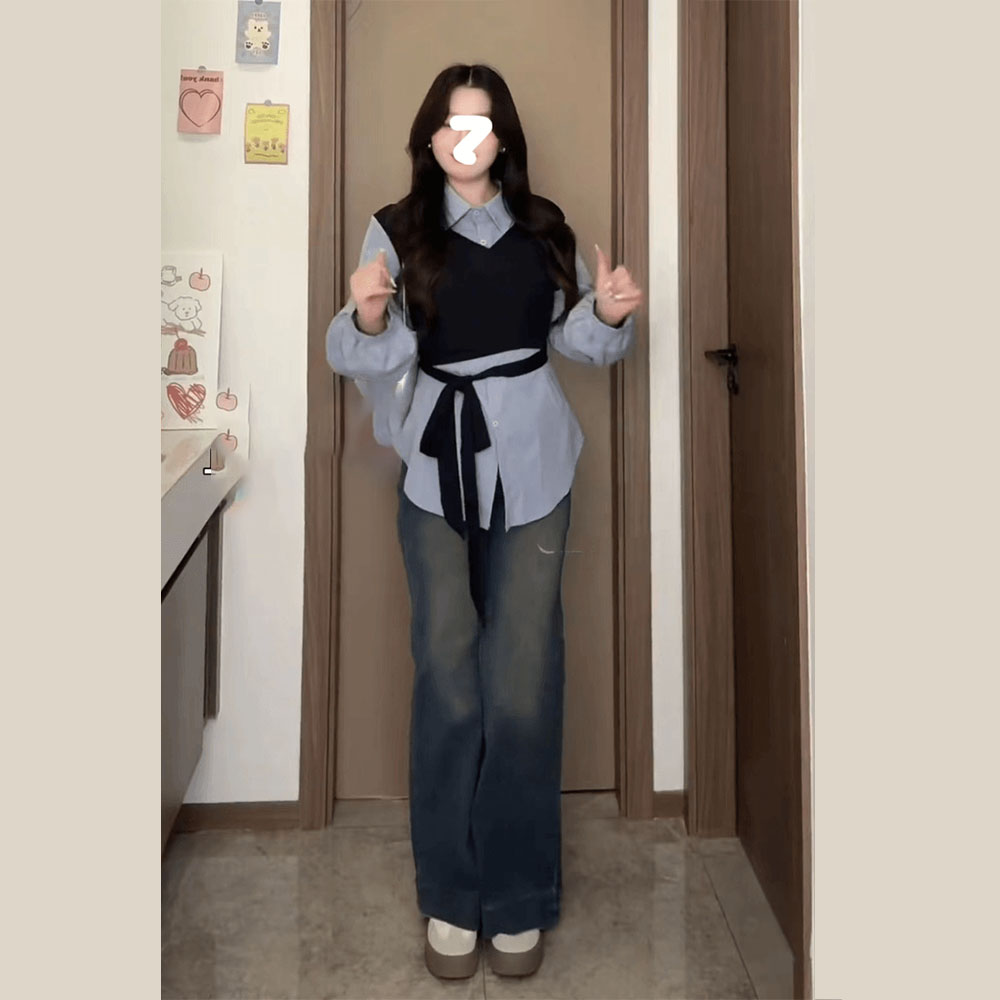 벨티드 베스트 페이크 레이어링 나시 셔츠 - 상세 이미지 2