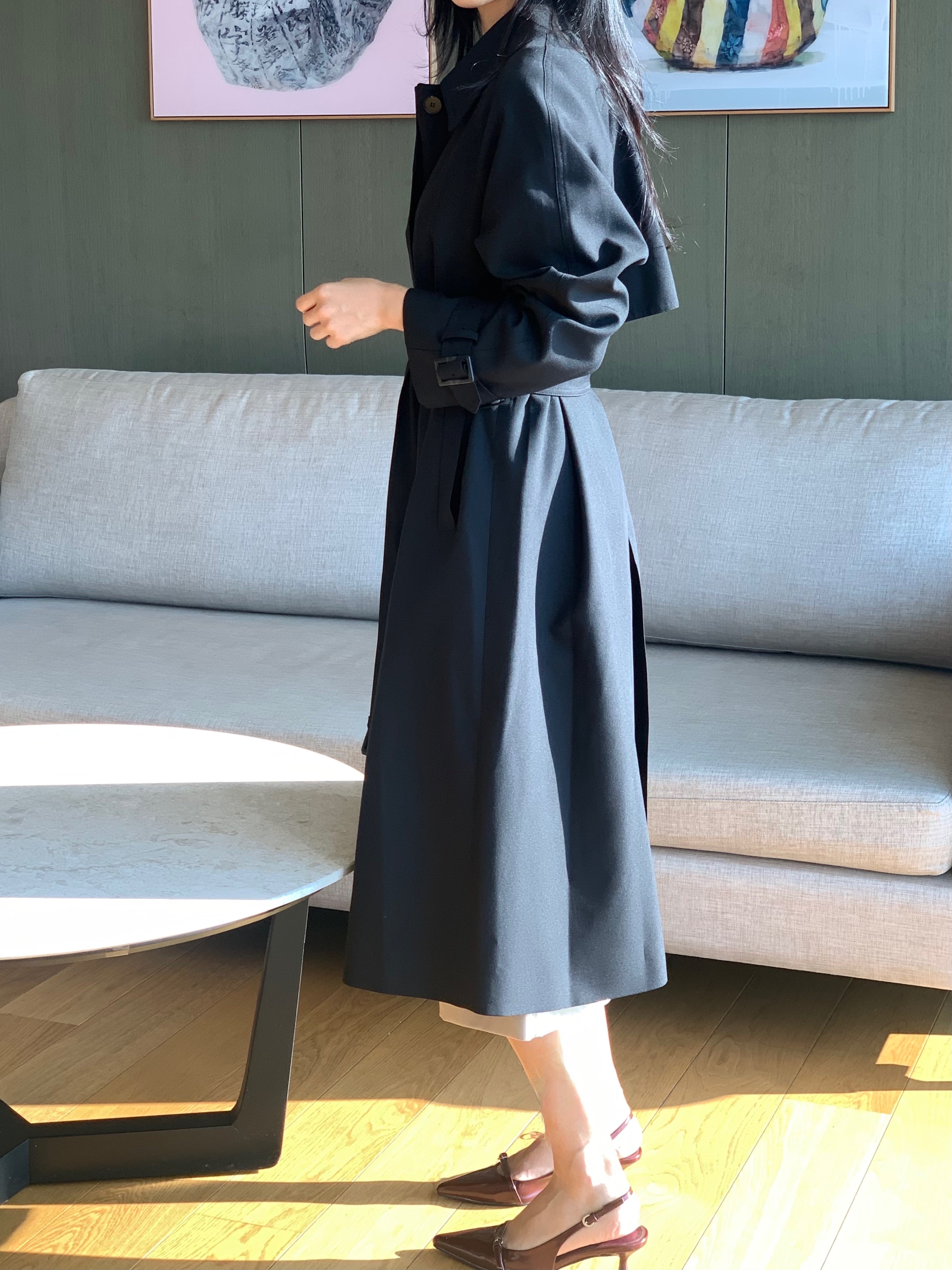 [Premium]🦋르베 카라 싱글 롱 트렌치코트 벨트 간절기아우터 바바리자켓 (2C) 상세 이미지 83