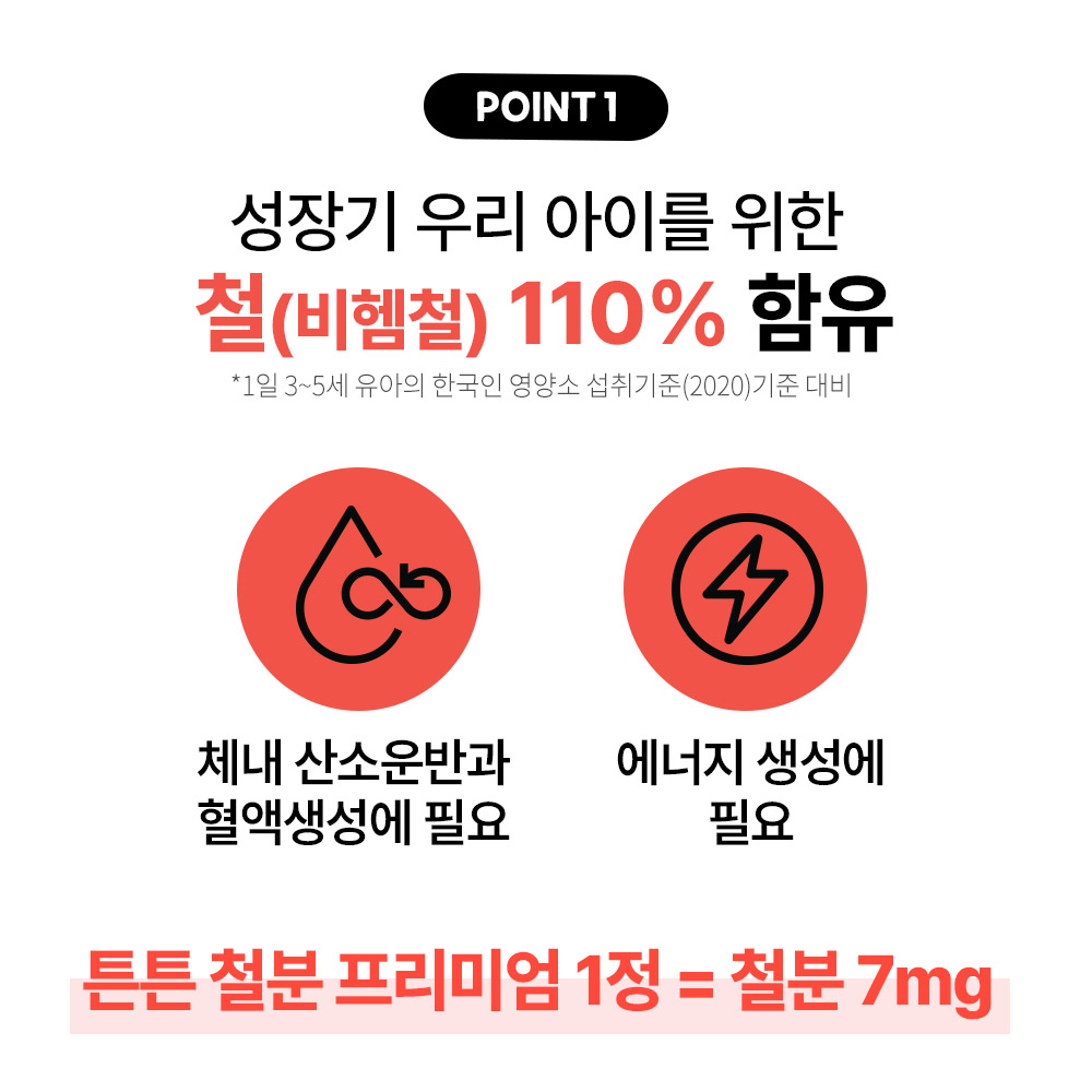 (2개월분) 애플킨더 튼튼 철분 프리미엄 어린이 철분제 1,000mg 60캡슐, 1개 이미지 2