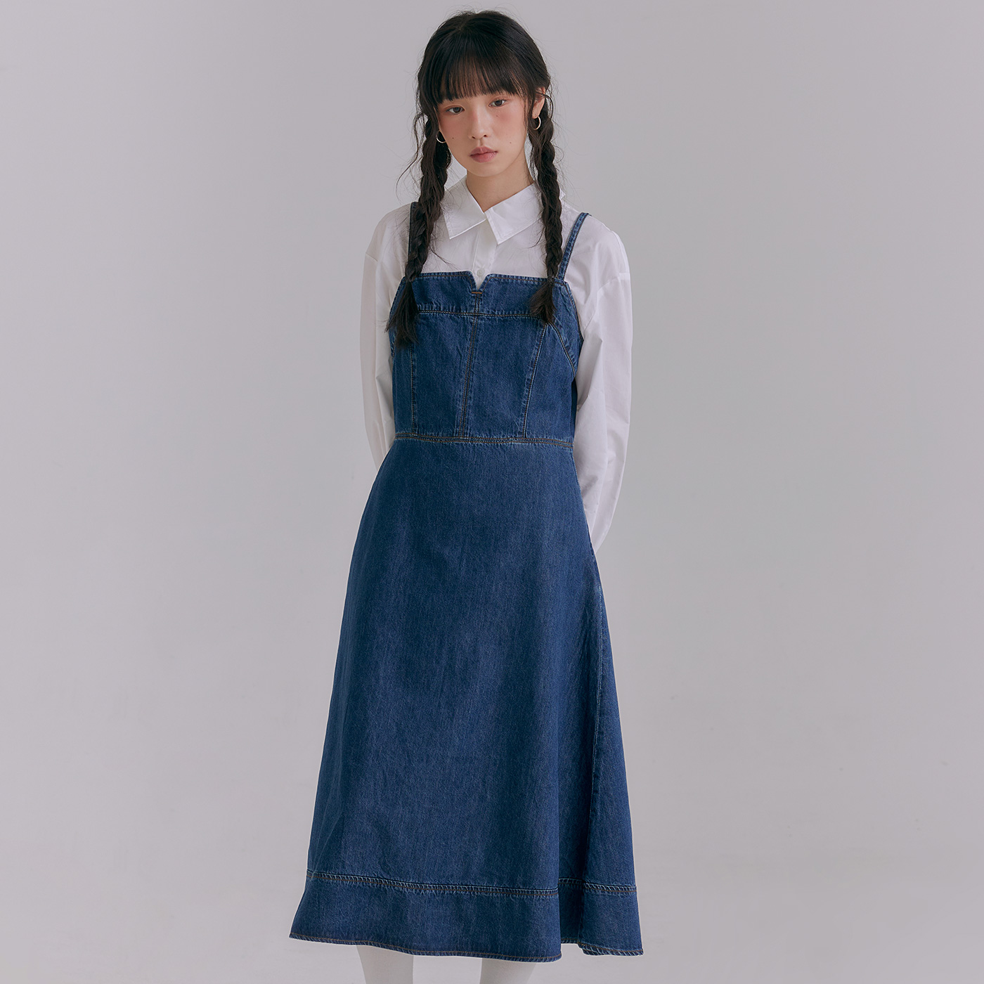 로엠 데님 뷔스티에 롱 원피스 RMOWE49GT1 - 상품 이미지