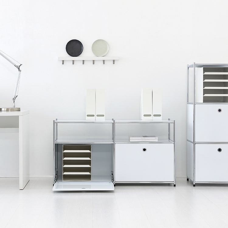 심플리 2x2 수납장 2문 BC607 1180mmx400mmx640mm, 2단, 퓨어화이트 7944.2141 - 상세 이미지 5