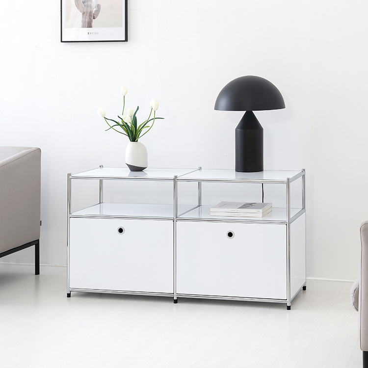 심플리 2x2 수납장 2문 BC607 1180mmx400mmx640mm, 2단, 퓨어화이트 7944.2141 - 상세 이미지 4