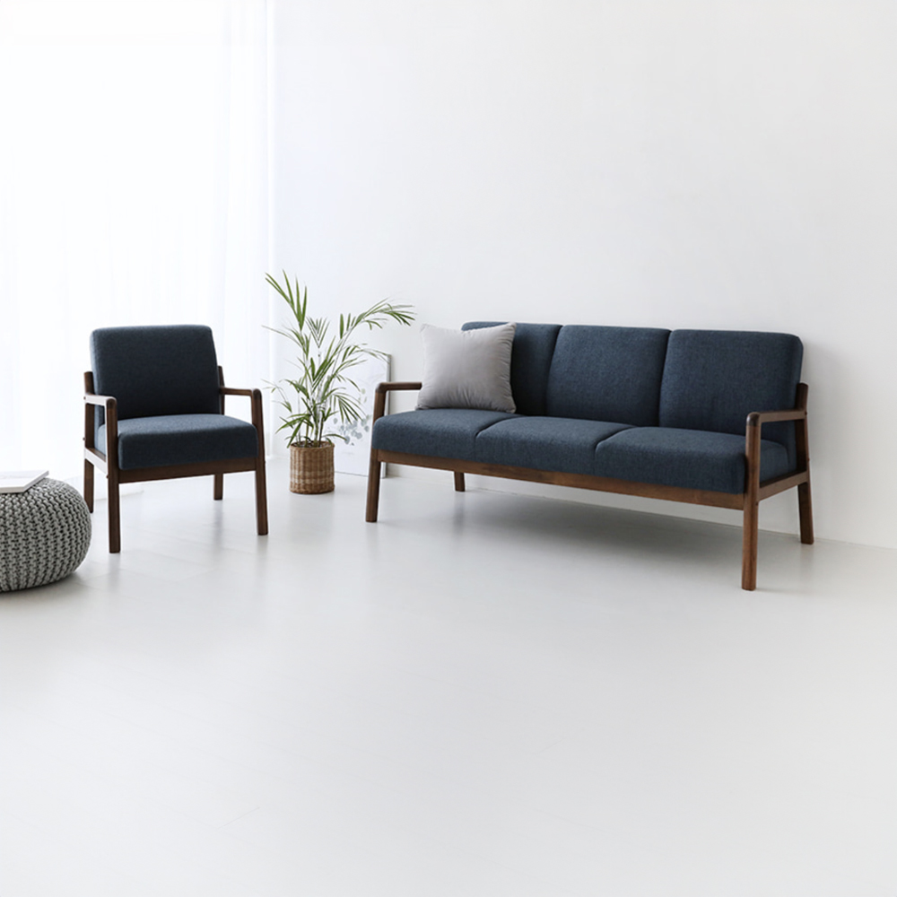데니쉬 패브릭 소파 3인 다크블루