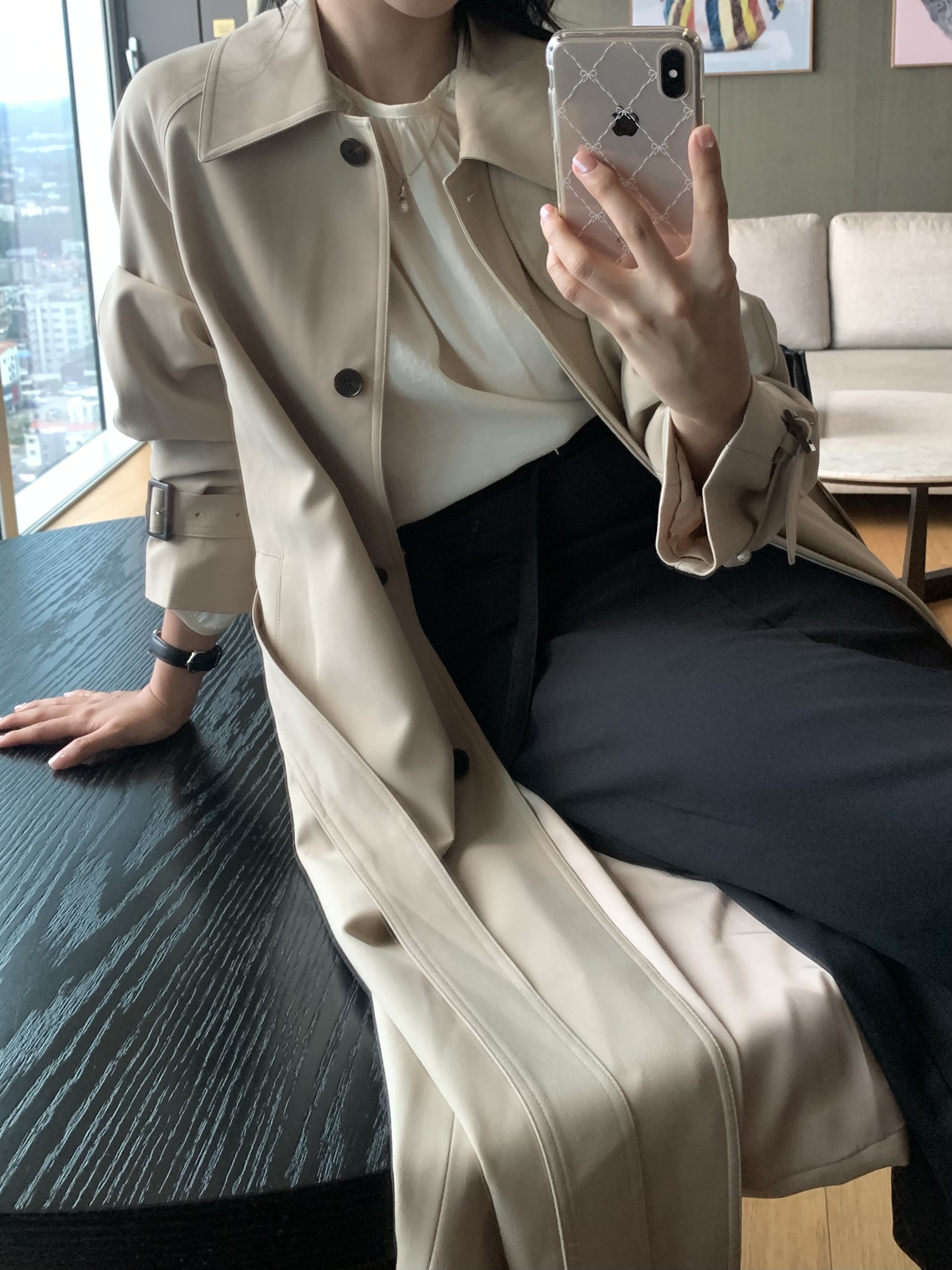 [Premium]🦋르베 카라 싱글 롱 트렌치코트 벨트 간절기아우터 바바리자켓 (2C) 상세 이미지 22