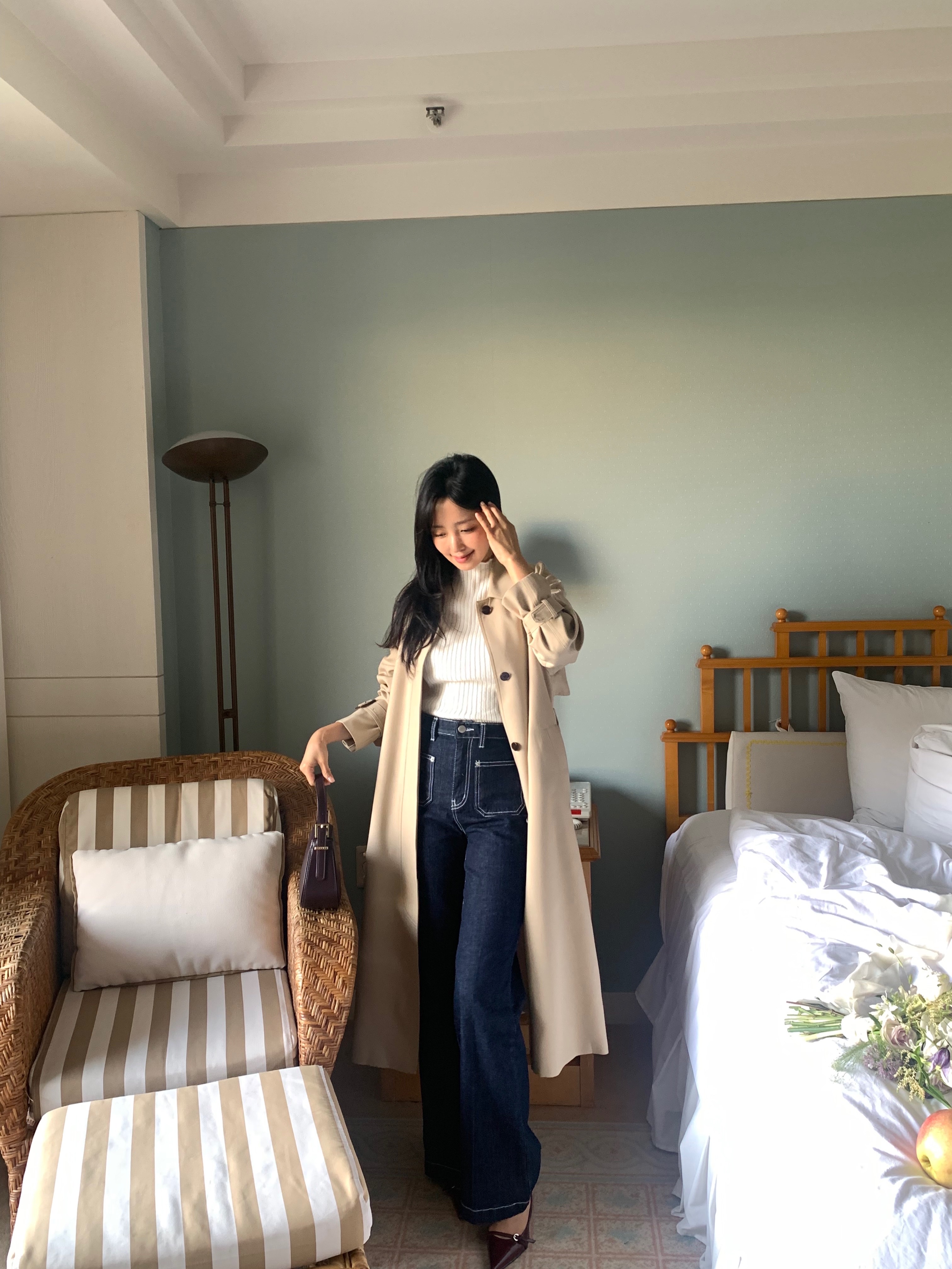 [Premium]🦋르베 카라 싱글 롱 트렌치코트 벨트 간절기아우터 바바리자켓 (2C) 상세 이미지 44