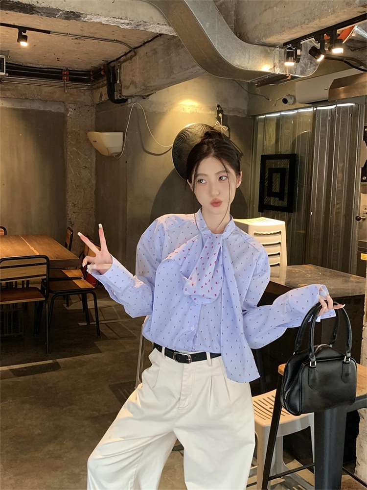 끝사랑 5화 주연 블라우스 셔츠 리본 프린트 의상 옷 패션 - 상세 이미지 2
