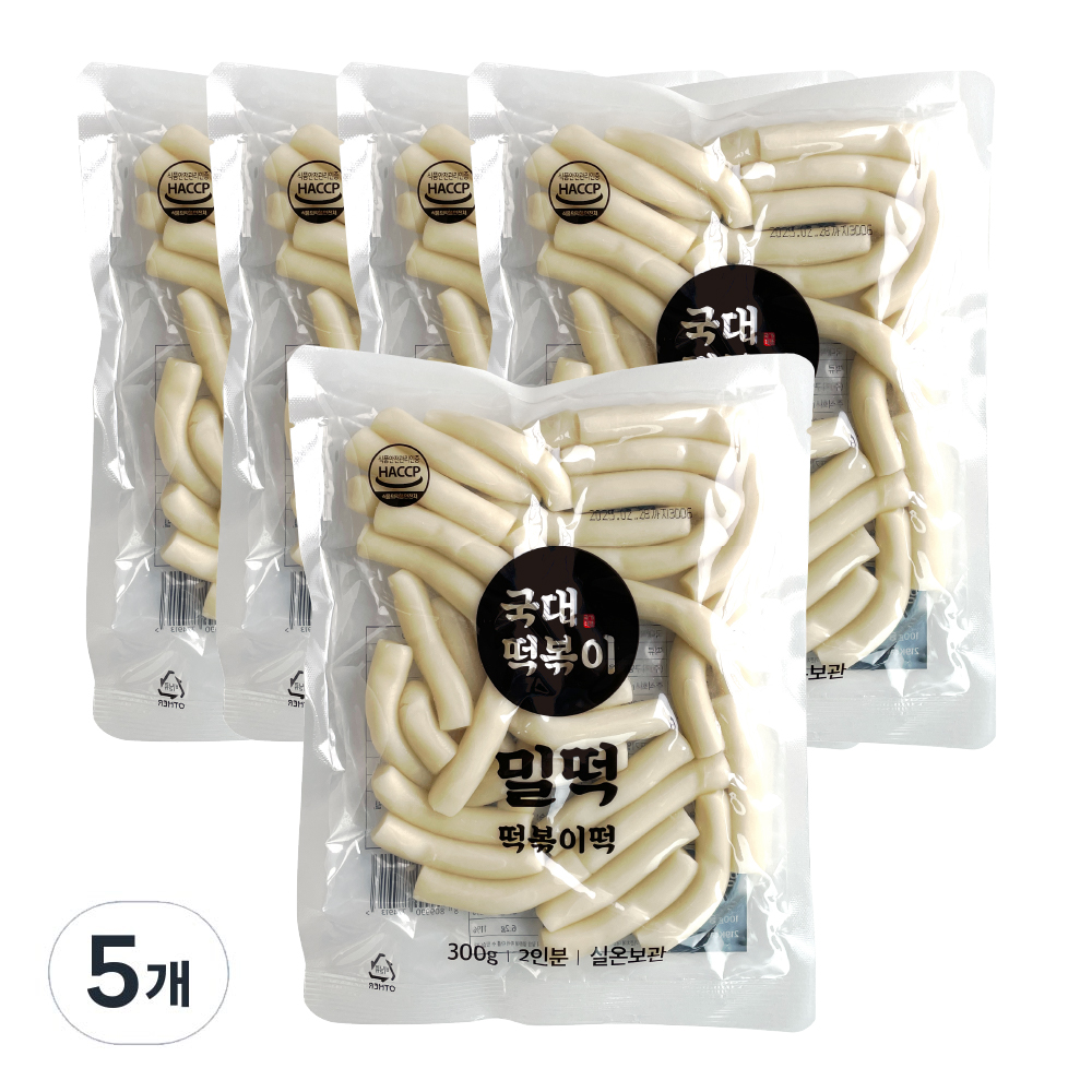 국대떡볶이 실온보관 밀떡(소스별매) 기본맛, 300g, 5개