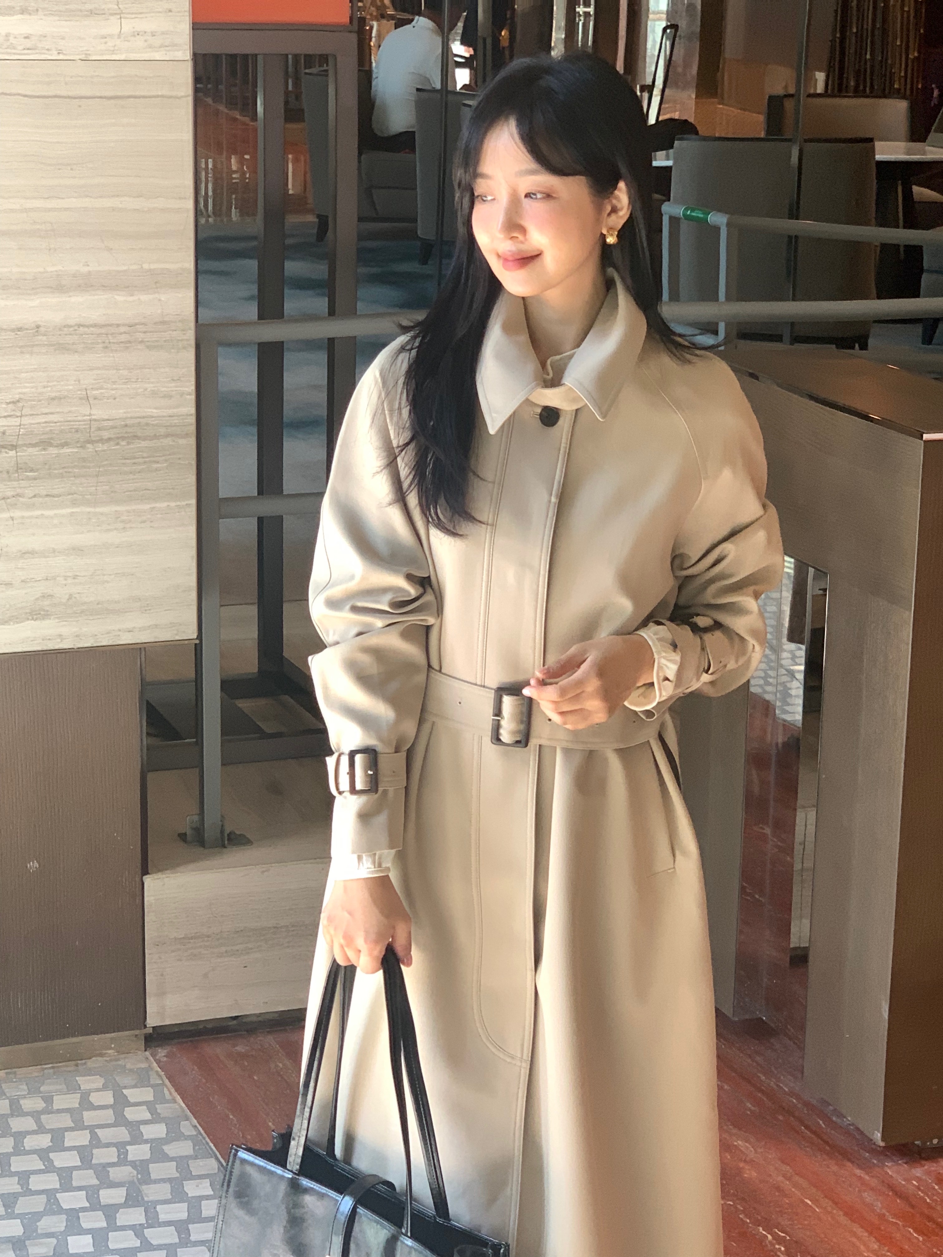 [Premium]🦋르베 카라 싱글 롱 트렌치코트 벨트 간절기아우터 바바리자켓 (2C) 상세 이미지 39