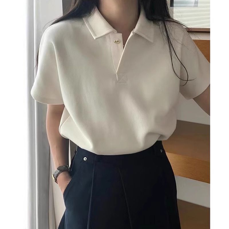 클래식핏셔츠 화이트 네이비 루즈핏셔츠 버튼 - 상품 이미지