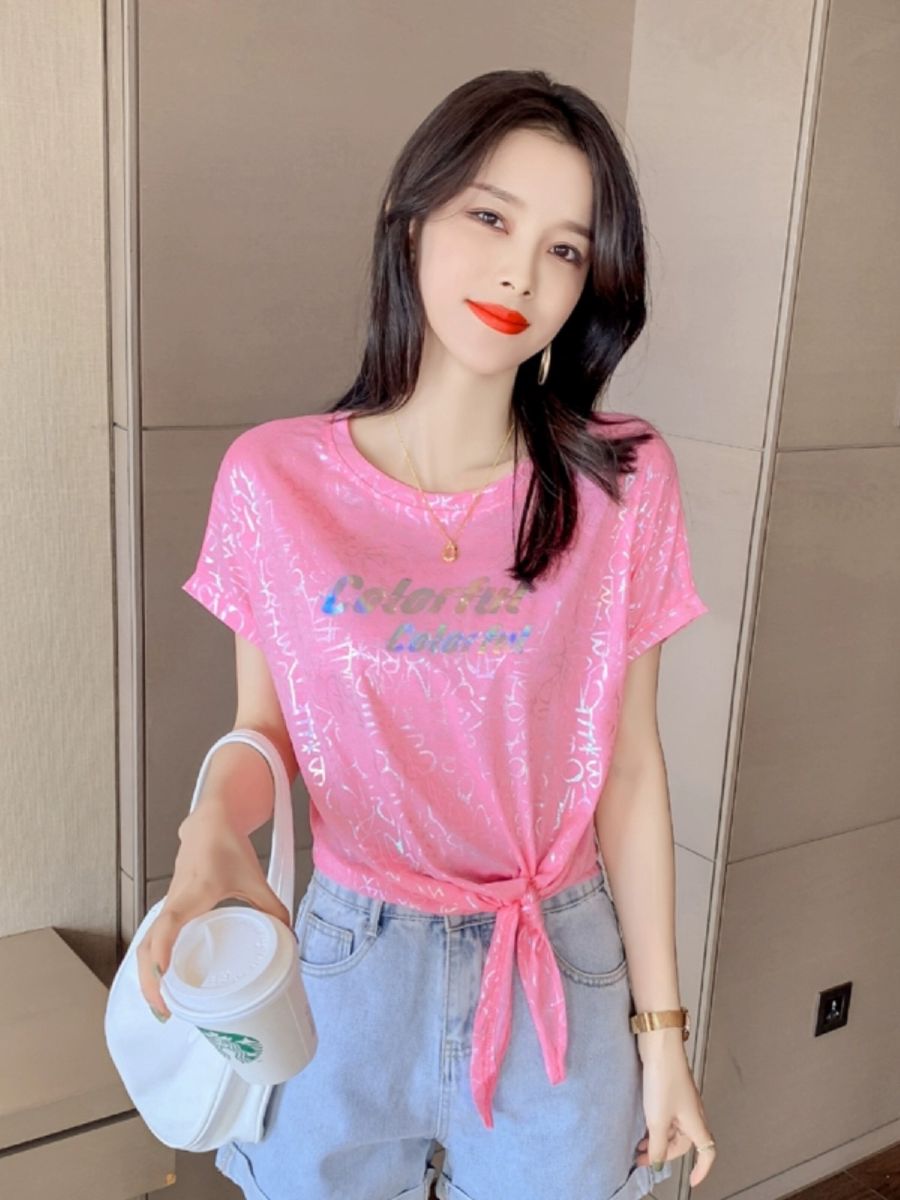 라인 모던댄스 상의 핑크 댄스티 라틴 공연복 줌바 사교 댄스복 - 상세 이미지 3