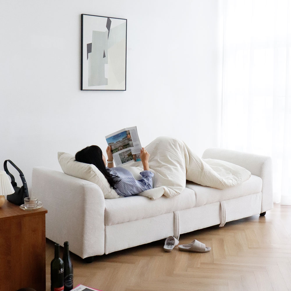 비알프렌드 포네 3인소파 각도조절 수납형 패브릭 소파베드 밍크골덴