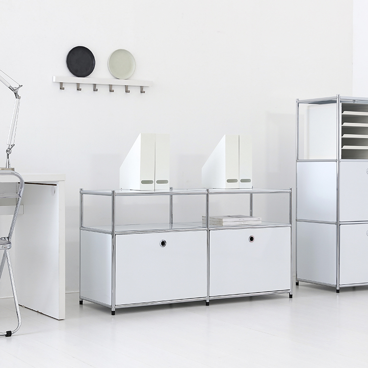 심플리 2x2 수납장 2문 BC607 1180mmx400mmx640mm, 2단, 퓨어화이트 7944.2141 이미지 8
