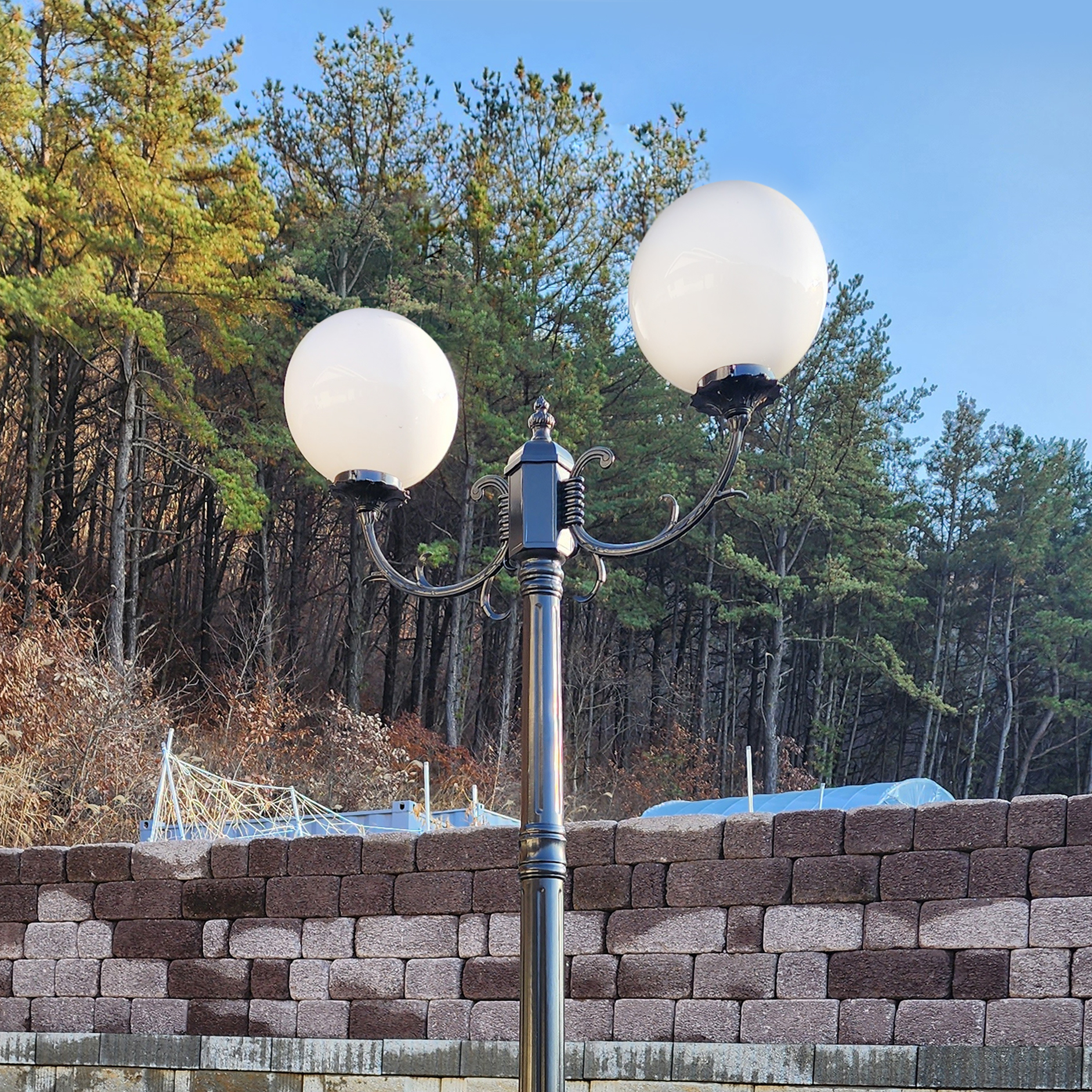 전기가로등 LED 야외조명 정원 마당 엔틱 가로등 PC글로브 조명등 꽃가지 1.4M 25호 - 상세 이미지 5