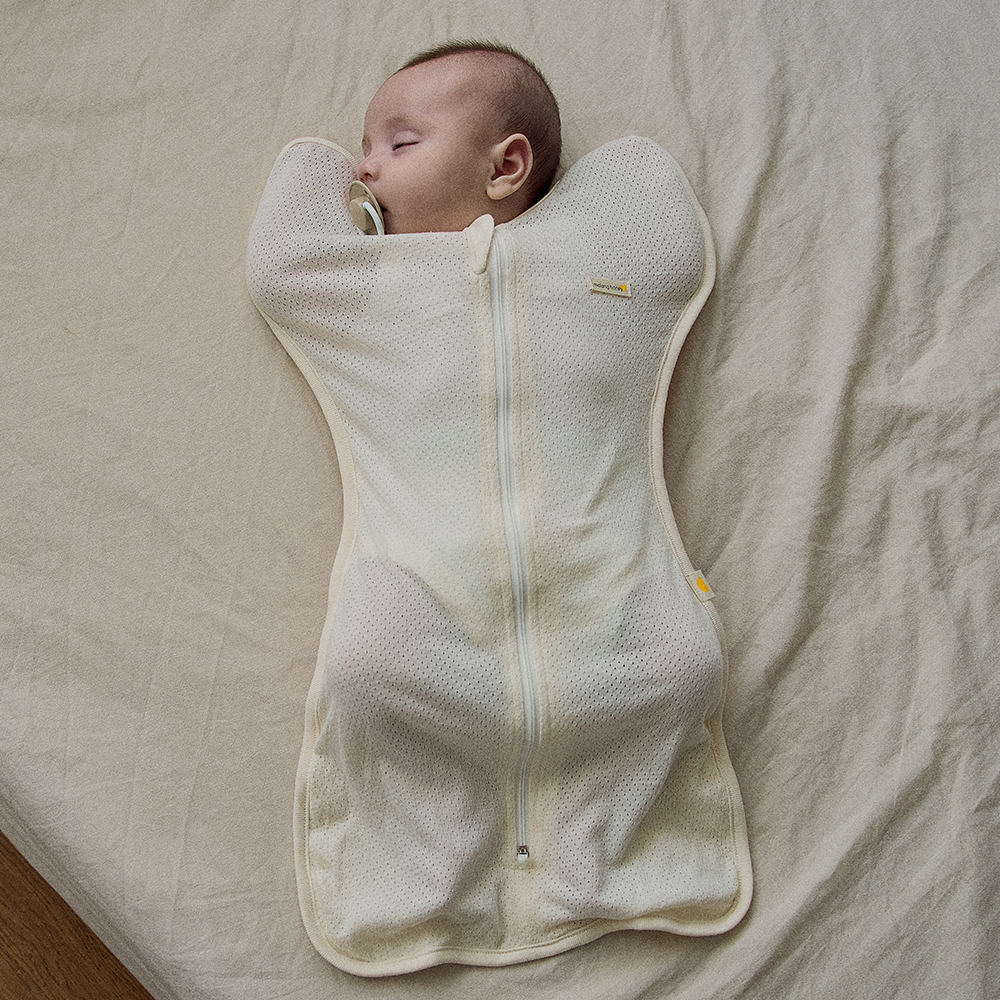 말랑하니 신생아 속싸개 오가닉 태열 메쉬 모로반사 스와들 업다운지퍼 베이지 S 제품 이미지