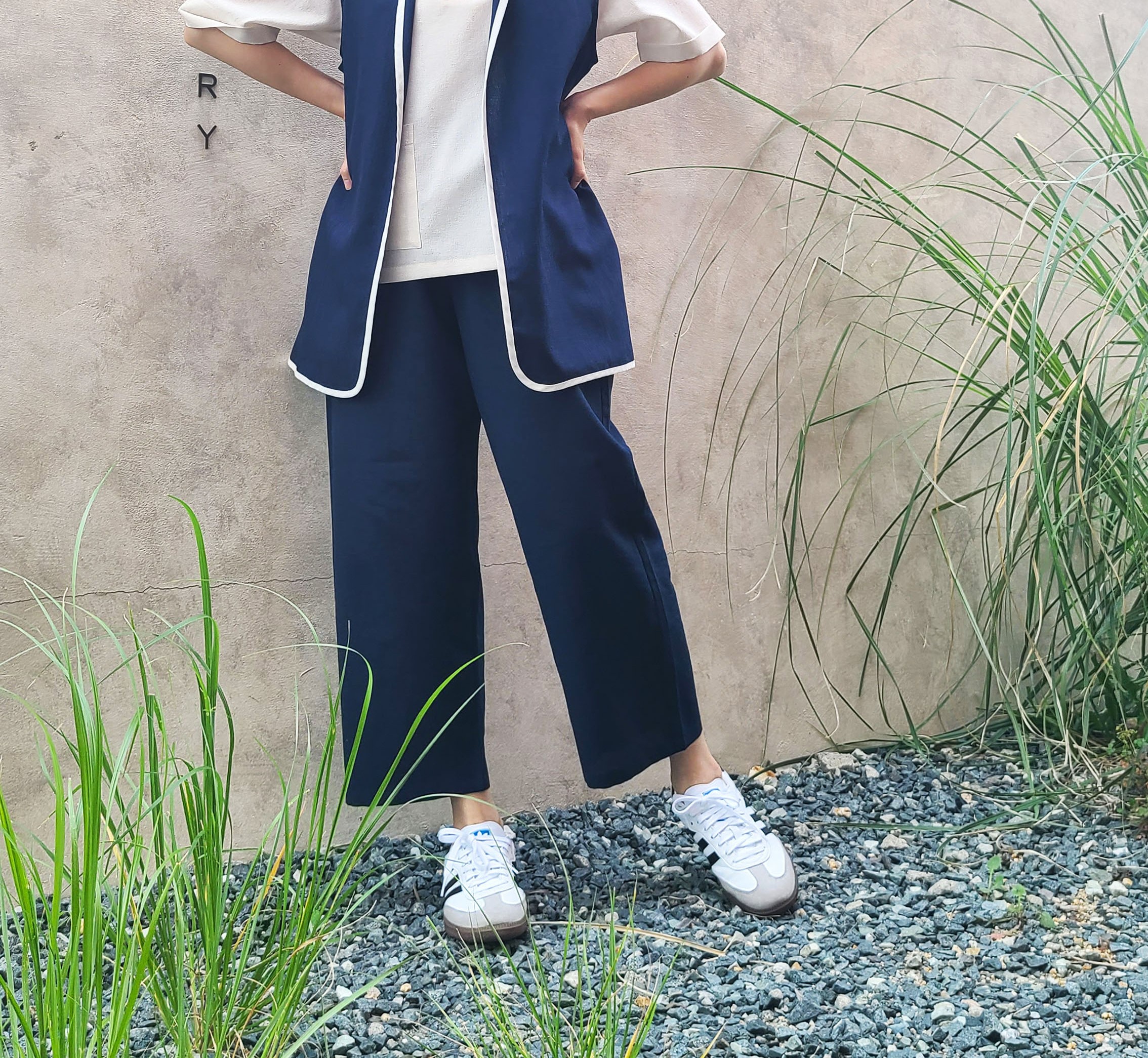 여름 일자핏 바지 허리밴딩 남녀공용 폴리마 - 상세 이미지 4