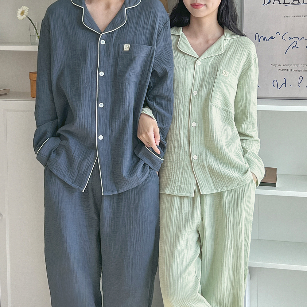 소프티 요루면 긴팔 커플파자마 남녀공용 잠옷세트 5color - 상품 이미지
