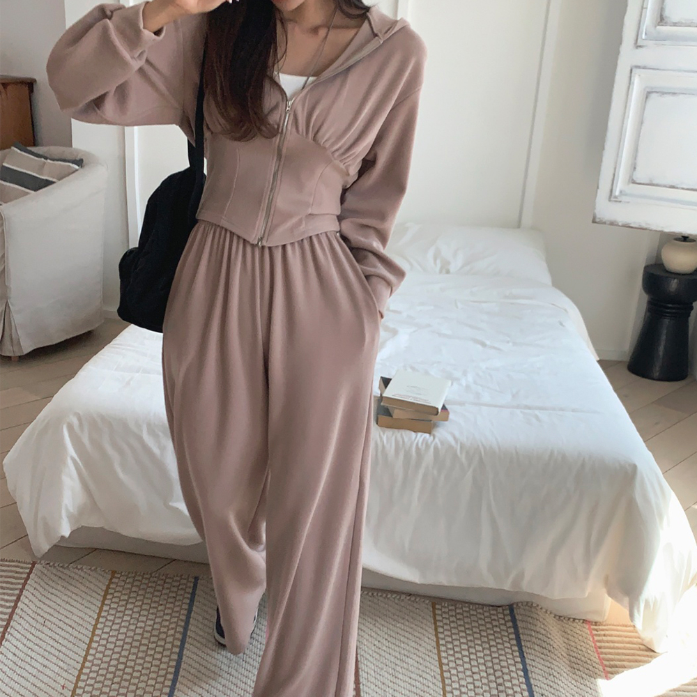레이온 편한 고무줄 바지 일자 와이드 여성통바지 - 상세 이미지 3