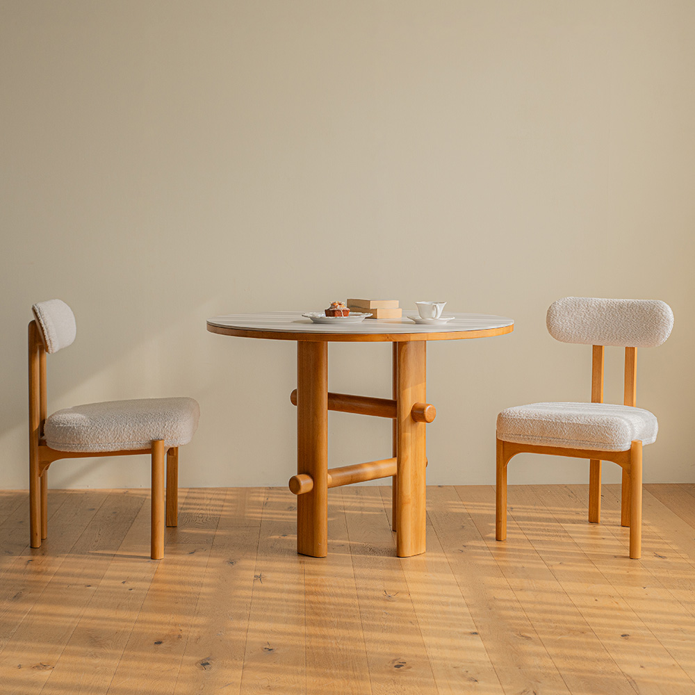 마렛 원목 원형 포세린 세라믹 테이블 1000